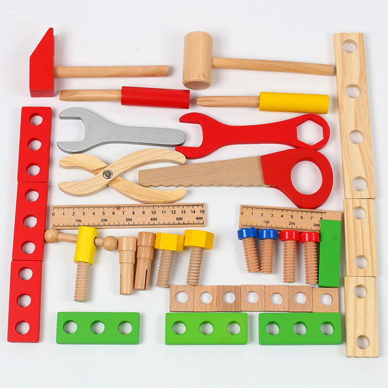 Children's Wooden Tool Set Box+ Carpenter set pretend play educational building toy - Image 7