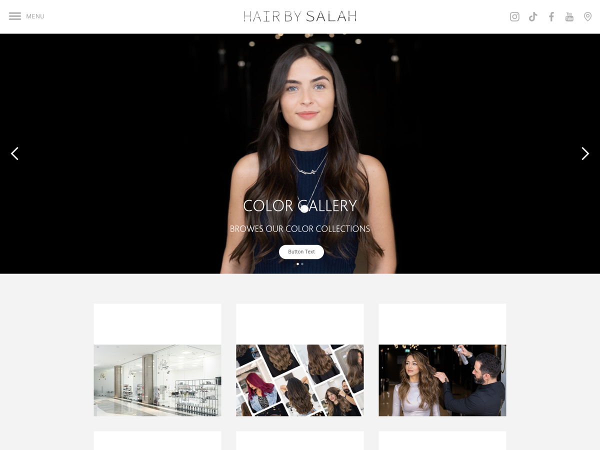 Screenshot of Hair by Salah, from the salon websites collection.