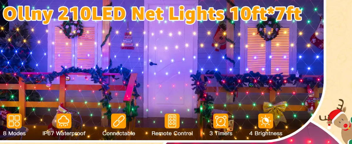 Features of Ollny's 200 leds multicolor net lights