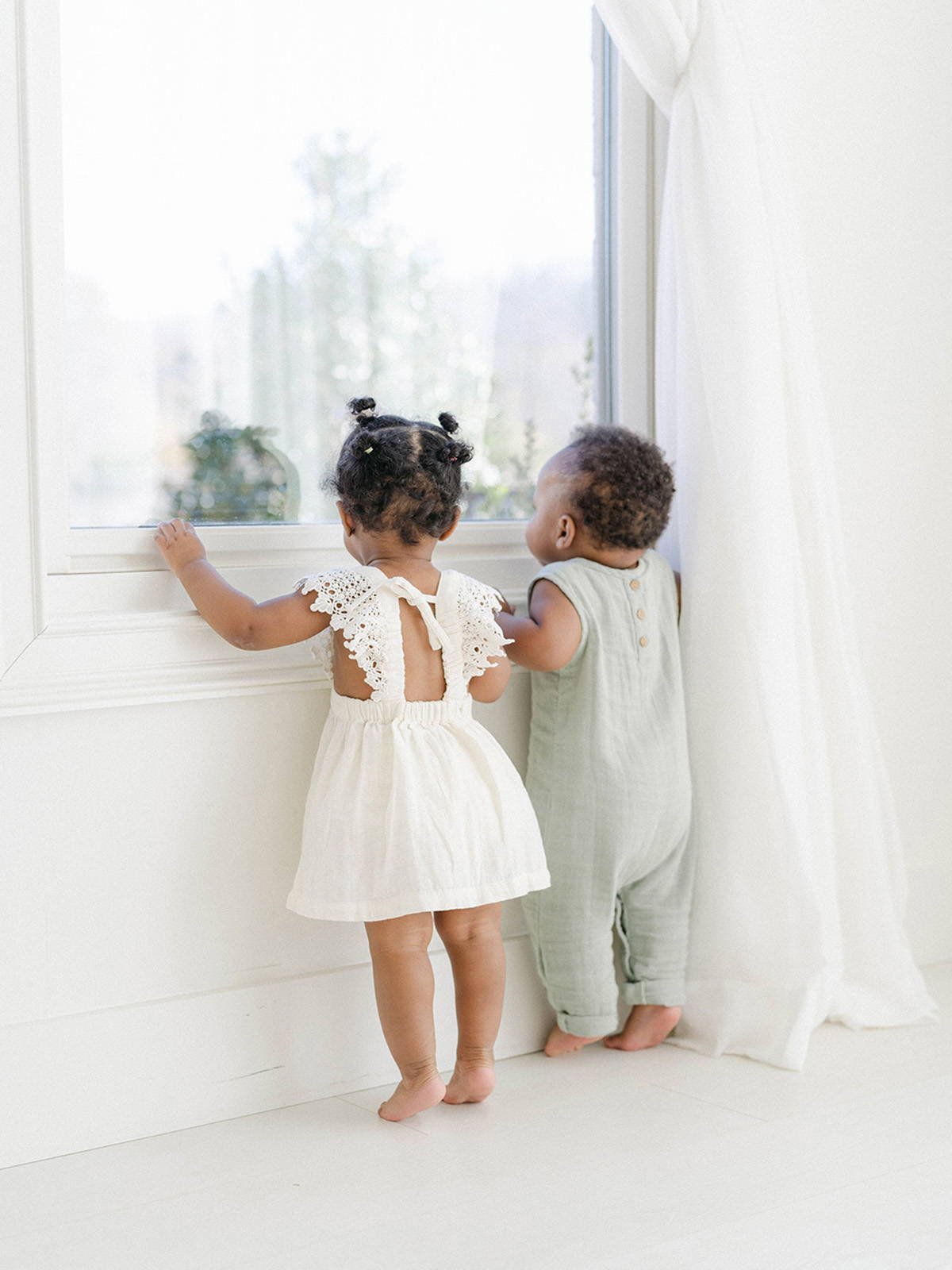 Babies Looking Out Window Photography Edited with REFINED I Presets