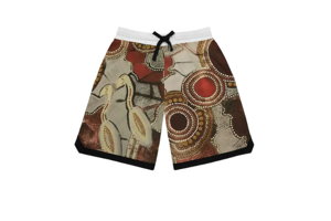 Basketball Rib Shorts, Abstract Art Print, Sports Wear, Polyester