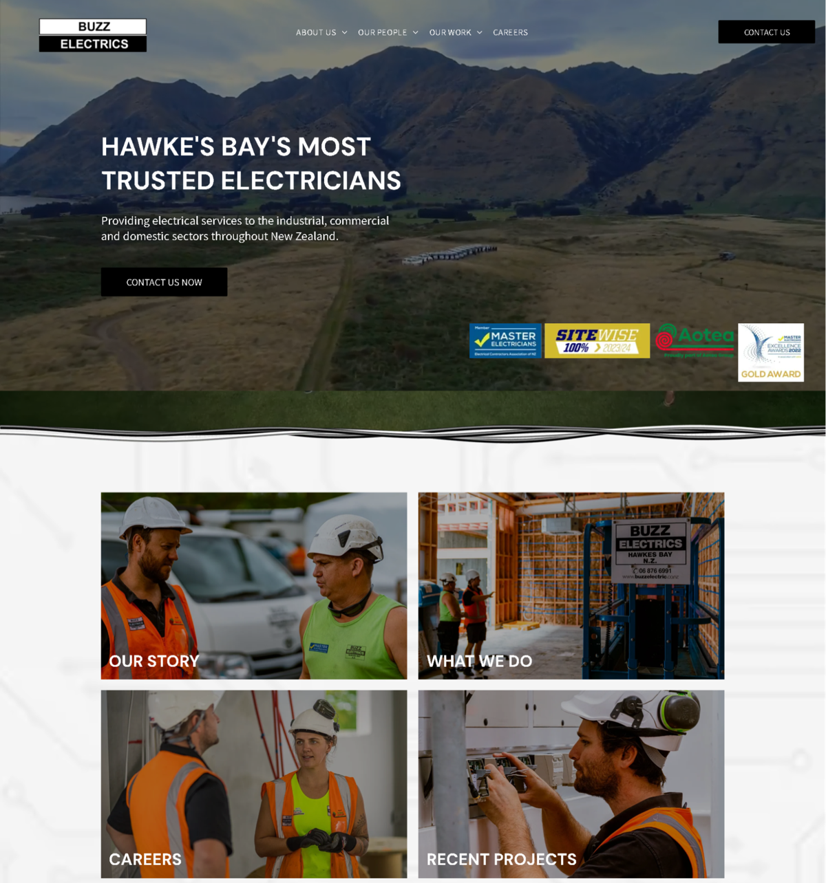 Screenshot of Buzz Electrics, from the duda websites collection.