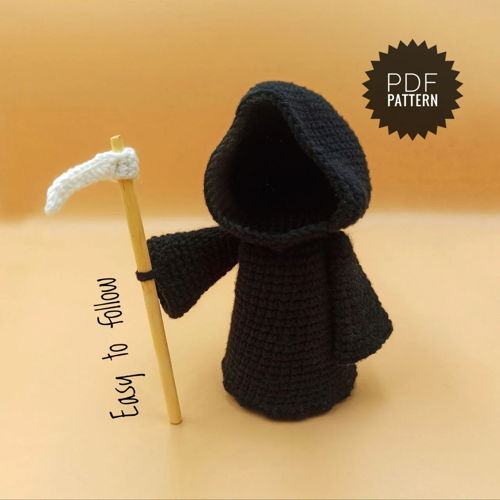 GRIM REAPER amigurumi speelgoedpatroon PDF - Gothic Crochet Halloween Amigurumi Jack Skellington Patroon Halloween Pop Horror Haak Schedel