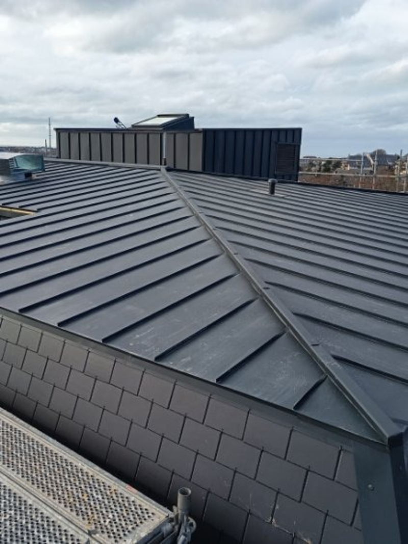 Réfection d'une toiture en zinc à joint debout à Saint-Léger-du-Bourg-Denis