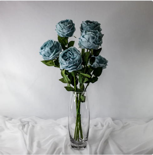 Duck Egg Blue David Austin Soft Touch Open Bloom Rose - Realistic Artificial Flowers - Image 2