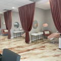 double sided velvet curtains serving as partition at a spa