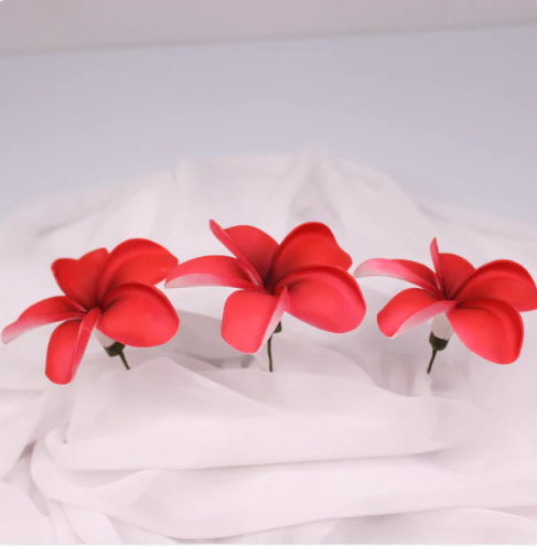 Passion Red Frangipani Real Touch Frangipani Real Touch (6 Pack) - Realistic Artifical Flowers - Image 6