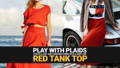 Play with Plaids – Curate a Chic and Carefree Combo with a Skirt and Red Tank Top