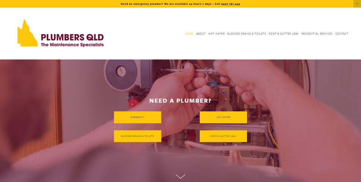 Screenshot of Plumbers Queensland, from the contractor websites collection.