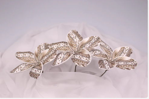 Mocha Tribal Tattoo Frangipani Real Touch (6 Pack) - Realistic Artificial Flowers - Image 2