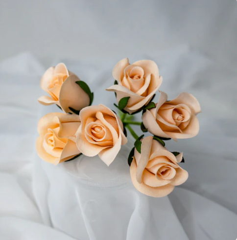 Solid Peach Velveteen Bud- Realistic Artificial Flowers - Image 2