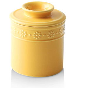 KOOV Ceramic Butter Crock, Butter Keeper for Counter, French Butter Dish Big Capacity (Yellow)