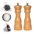 Two wooden pepper and salt mills