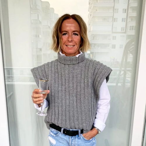 Haakpatroon: Boxy vest met mouwen