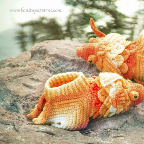 Crocodile Stitch Goldfish Booties (Baby Sizes)
