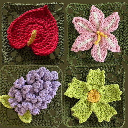 Floral Granny Squares Crochet Ebook - Unique Flowers Collection - 20 patterns