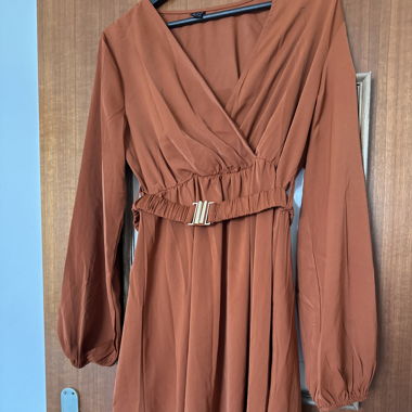 Robe manches longues marron