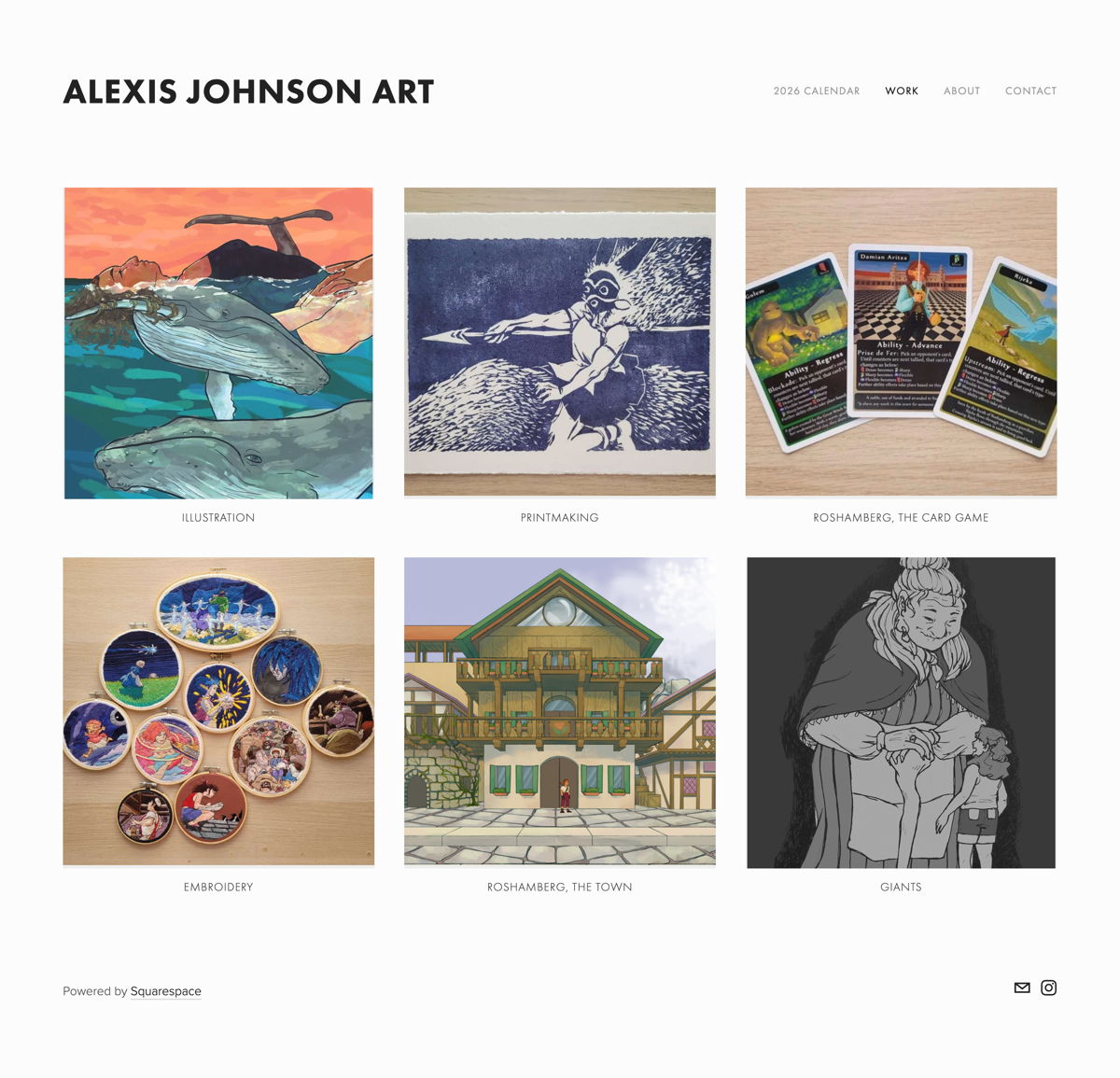Screenshot of Alexis Johnson Art, from the illustrator portfolios collection.