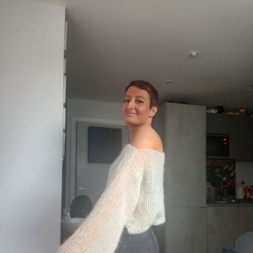 Off the shoulder mohair sweater - knitting pattern