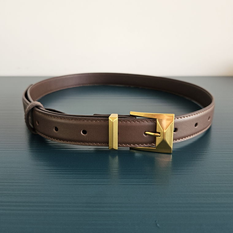 Dark brown leather belt, 100cm