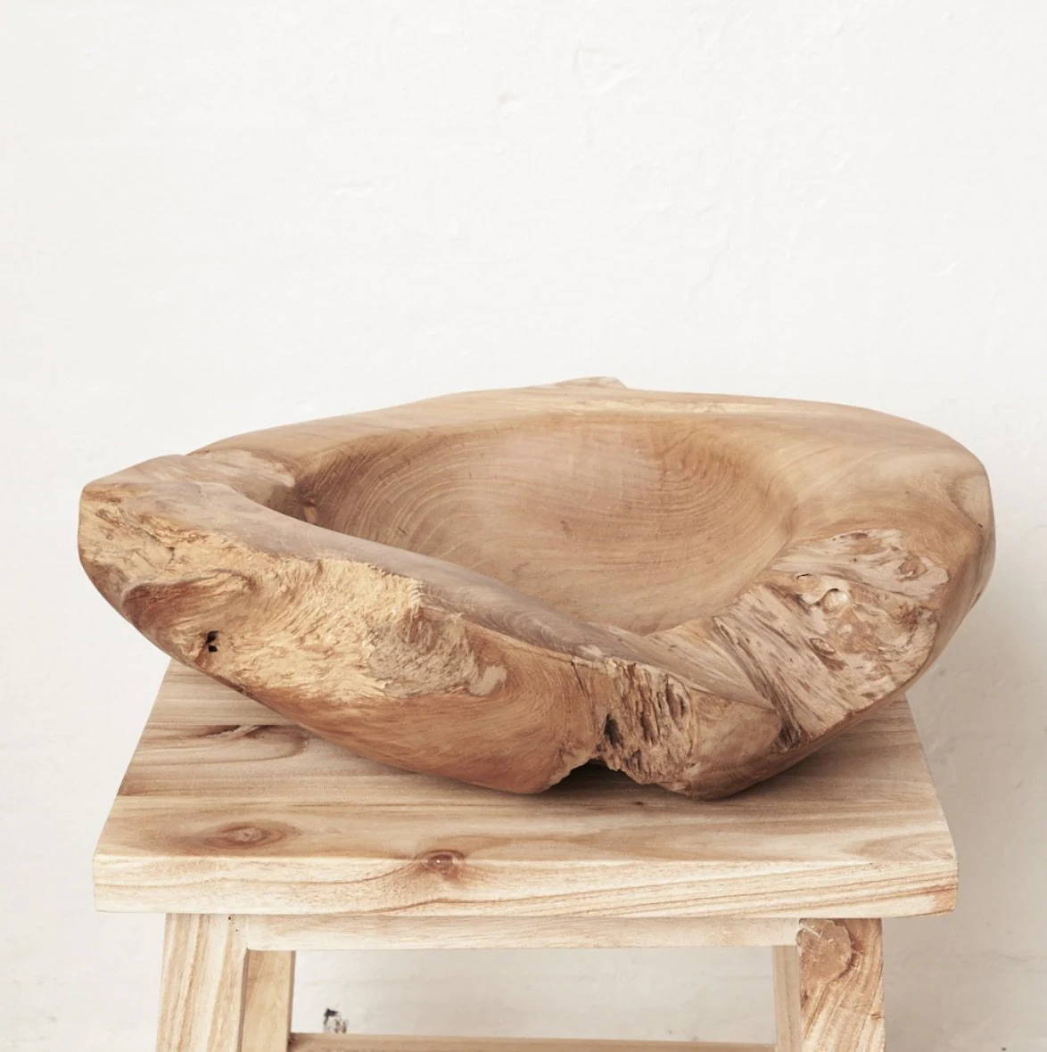 Yeira Large Teak Bowl by INARTISAN - This large timber bowl is a structural piece with exquisite imperfections.
