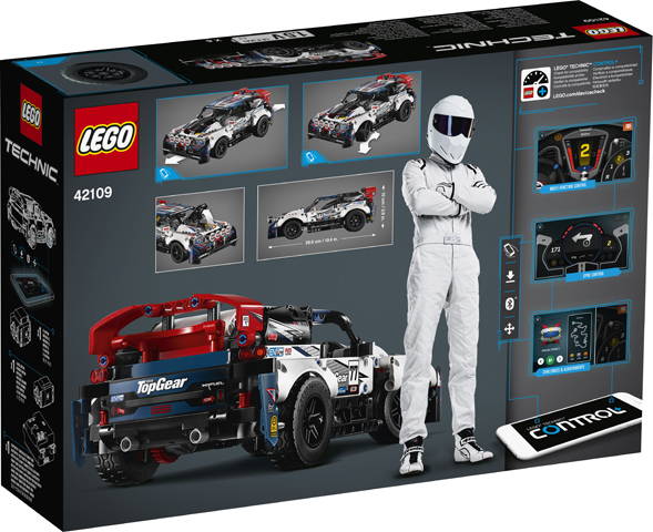 lego rally car box with the stig