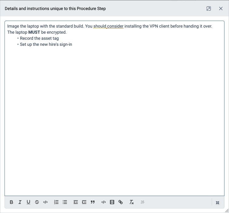 Rich Text Editor expanded into a dialog