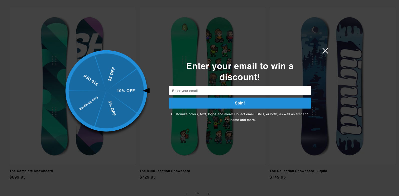 Luckly wheel popup on Shopify