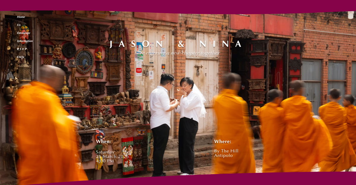 Screenshot of Jason & Nina, from the wedding websites collection.