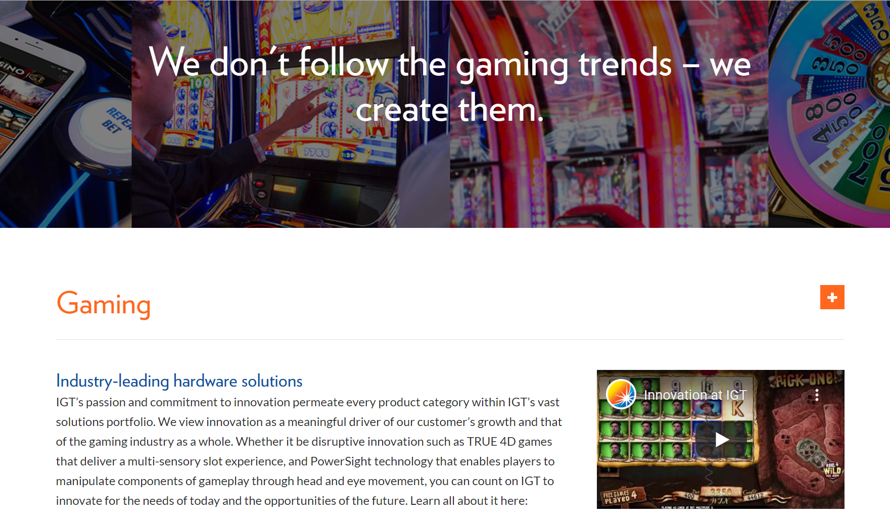 IGT product / service