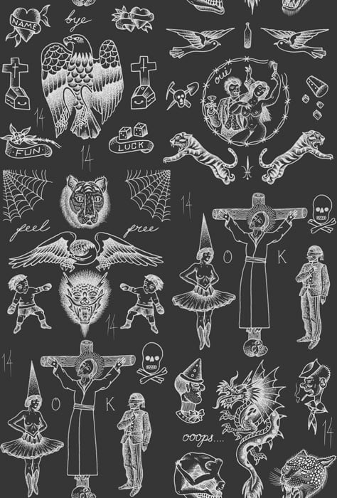 Black Cool Designer Tattoo Wallpaper pattern image