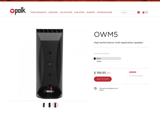 Polk Audio OWM5 Speakers (1 Pair, 2 speakers)