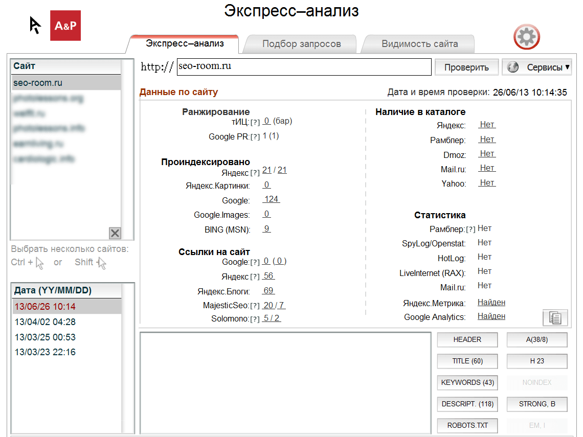 Site-Auditor - эффективный анализ позиций по ключевым словам