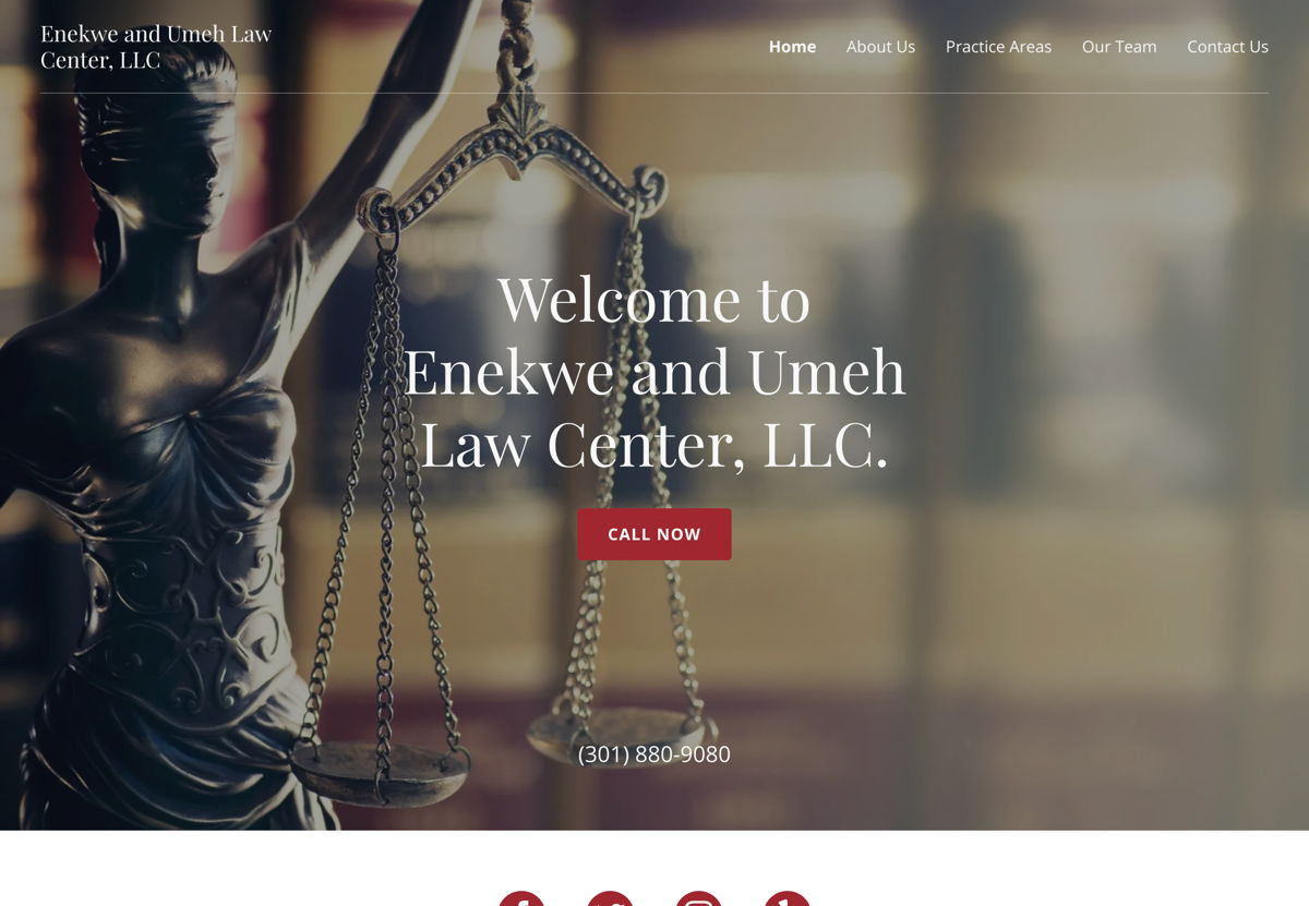 Screenshot of Enekwe and Umeh Law Center, LLC., from the lawyer websites collection.
