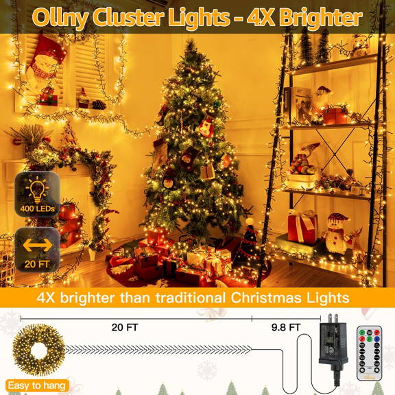 Ollny's 400 leds warm white wedding cluster lights with 8 lighting modes