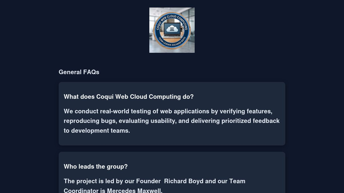 General FAQs | Coqui Web Cloud Computing