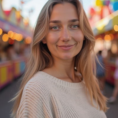 Photo generated by Secta Labs in style of Summer Carnival Portraits