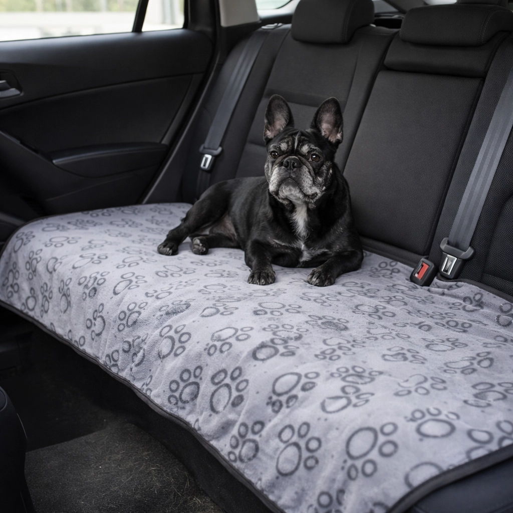 Manta Suave THE DOGS sobre el asiento trasero del auto
