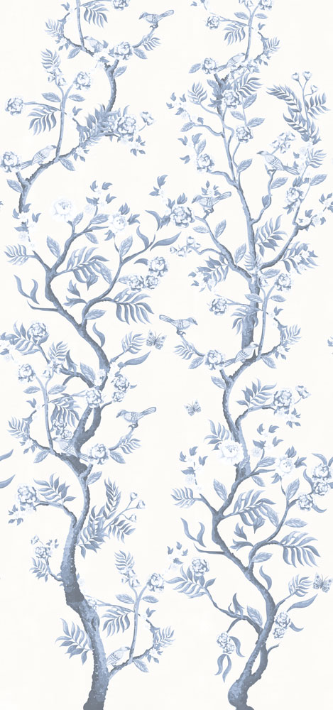 Blue & White Romantic Chinoiserie Wallpaper pattern image