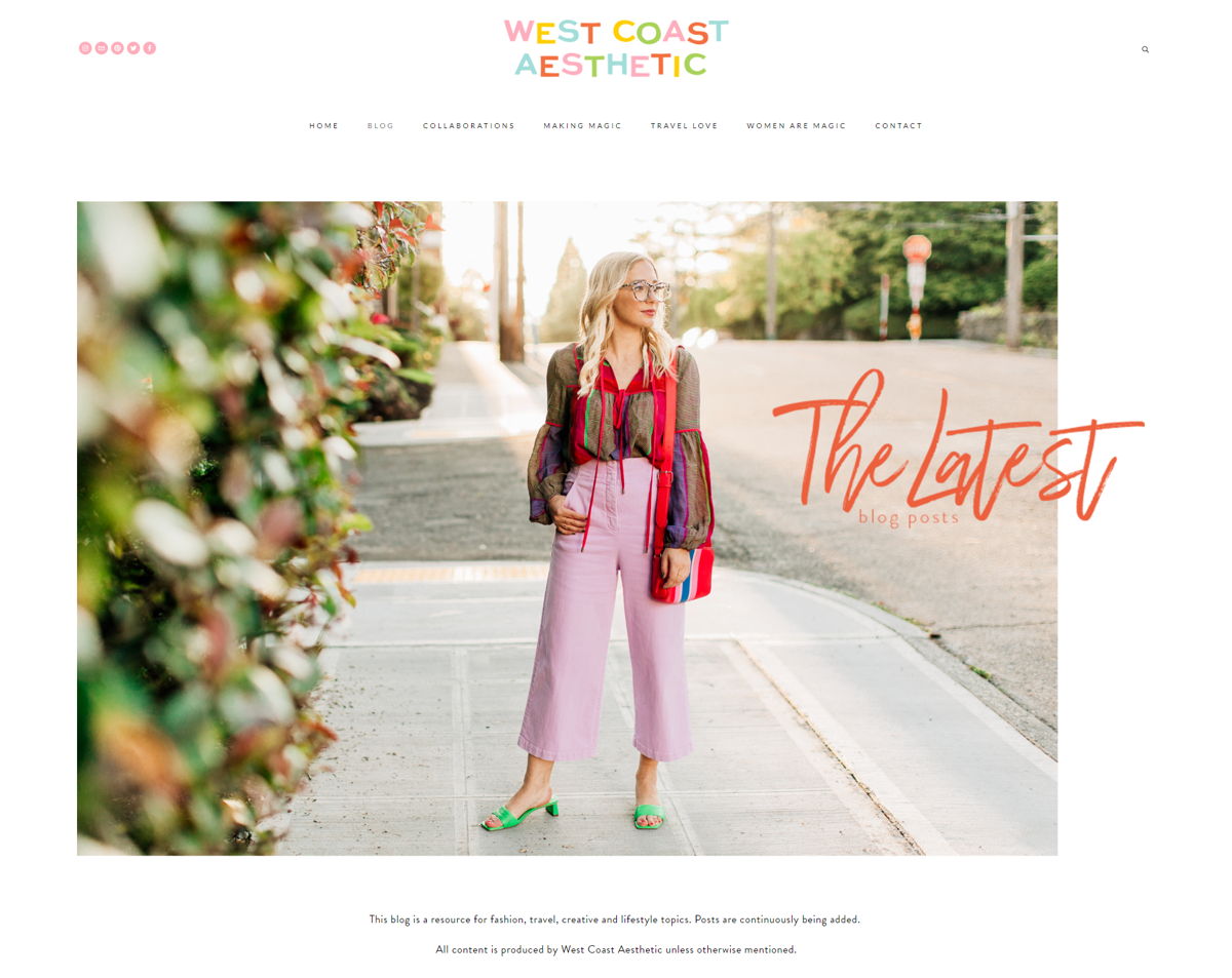 Screenshot of West Coast Aesthetic, from the squarespace blog examples collection.