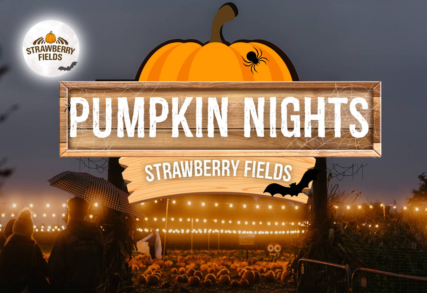Experience Pumpkin Nights at Strawberry Fields, Lifton – glowing twilight pumpkin patch, live music, entertainment & fire show. A magical autumn evening in Devon!