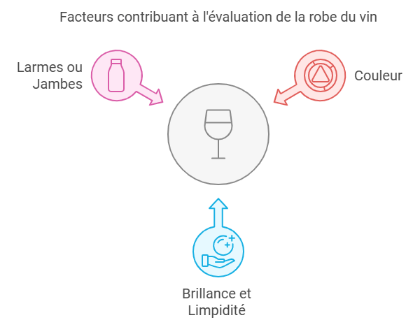 Infographie robe du vin : couleur, brillance et jambes