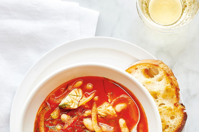 Soupe de poisson à la tomate et au fenouil