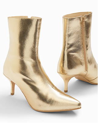Golden boots, party boots, formal boots, coloured boots, leather boots