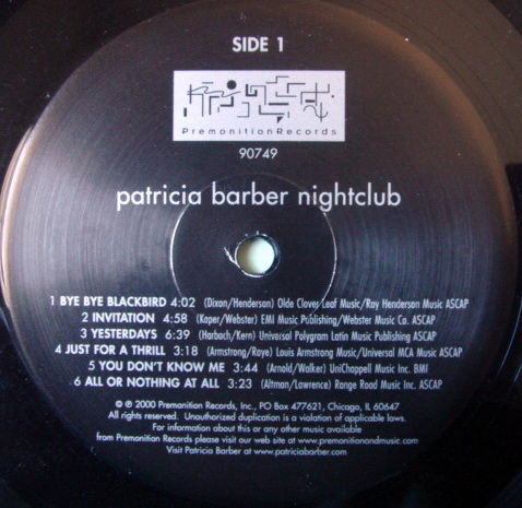 ★Audiophile 180g★ Premonition Records / PATRICIA BARBER...