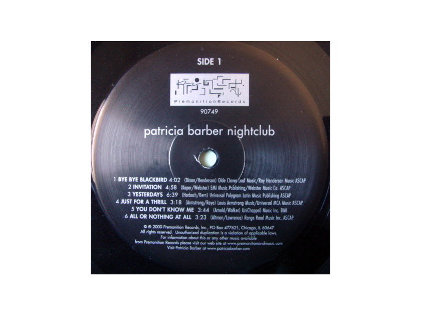 ★Audiophile 180g★ Premonition Records / PATRICIA BARBER, - Nightclub, Org 2000 Premonition Issue, MINT!
