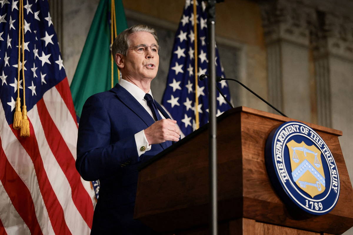 Treasury Secretary Scott Bessent speaks during a press conference.