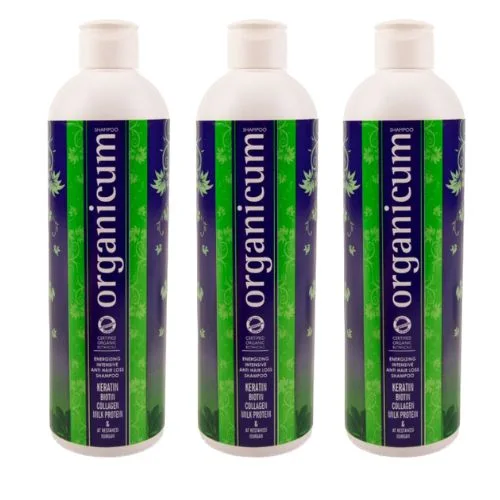 3 x organicum Shampoo Anti-Haarausfall Biotin Keratin Kollagen Hydrosol Aminosäuren ohne Sulfat 350ml