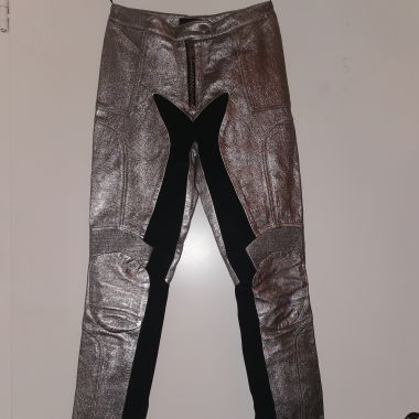 Burberry Silver Leather Pants 