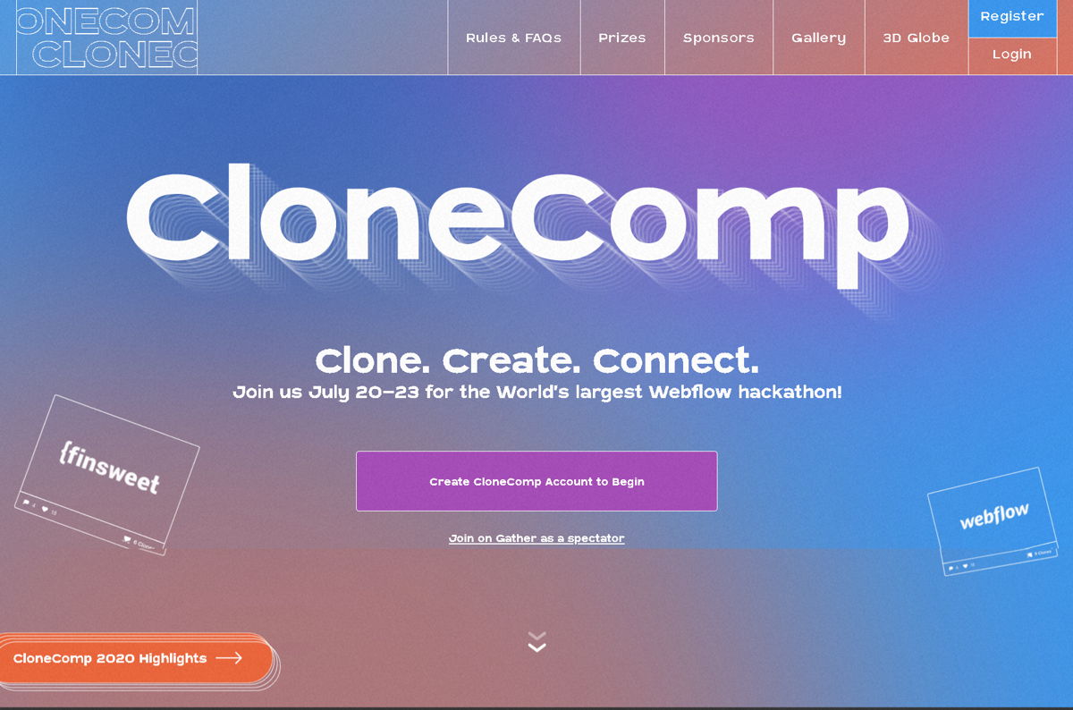 Screenshot of CloneComp, from the conference websites collection.